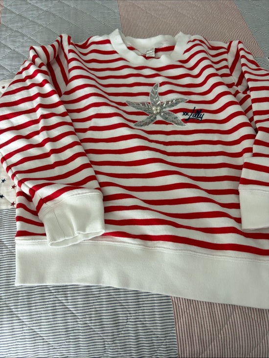 Lilly Pulitzer Tops - Lilly Pulitzer Red and White Striped Sweatshirt with Silver Star Applique